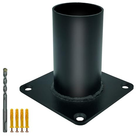 MidiVE 3 Inch Pier Mount Base, Heavy Duty Post Light Part 3 Pier Mount Adapter, Metal Black Outdoor Post Bracket for Post Light, Mailbox, Light Pole,Flagpole (3 inch pier base)
