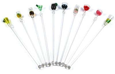 KGDUYC 10 Pezzi Bastoncini per Cocktail, Acrilico Cocktail Agitatori Drink Agitazione Bastoncini Colorati Swizzle Mixing Sticks Plastica Cocktail Swizzle Stirrer 23cm