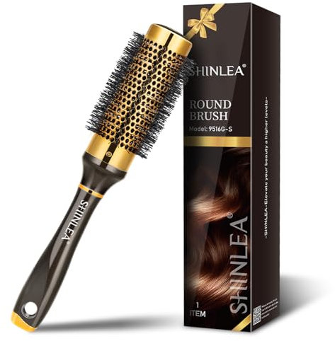Spazzola Rotonda per Capelli - Shinlea Spazzola Ricci Styling 33 MM per Capelli Corti per Donne, Antitrazione, Pettinante e Asciugante, Aggiungendo Volume e Brillantezza per Capelli Sottili