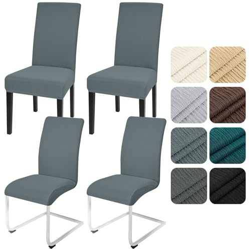 Alishomtll Stuhlhussen 4er Set Stretch Stuhlbezug für Schwingstühle Universal Esszimmerstühle Bezug Waschbar Abnehmbar Stühle Schutz für Küche Bankett Hochzeit Hotel Restaurant (Dunkelgrau, 4pcs)