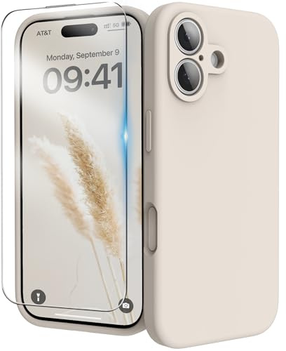 INGIDO for iPhone 17 Case Silicone with Screen Protector,Stone