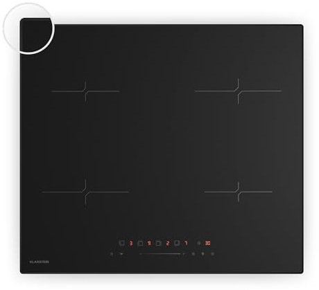 Klarstein Velaire Placa Inducción 60cm - 4 Zonas, 7000W Boost, Control Deslizante Táctil, Temporizador, Bloqueo Infantil, Vidrio Cerámico, Cocina Inducción, Diseño Minimalista Negro