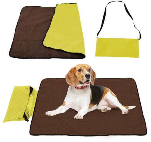 Wapasezyar Hundfilt på resan, vikbar vattentät husdjursfilt fluffig mjuk tvättbar filt för husdjur och hundtäckmatta för hundar valpar katter bilstol 100 x 70 cm (grön)