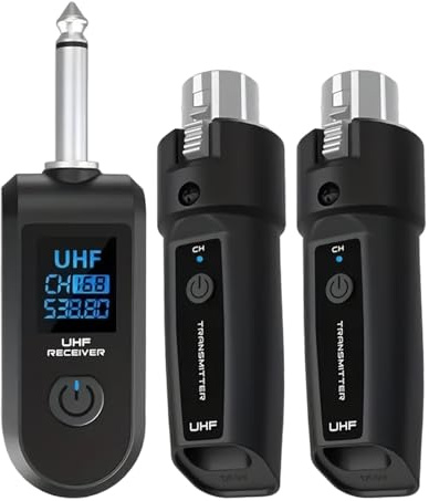 Wireless Audio Transmitter and Receiver - Guitar Converter | 15 Metre Range Wireless Speaker Transmitter | For Use with TV Soundbar Audio Mixer Guitar Radio Device Music Streaming -