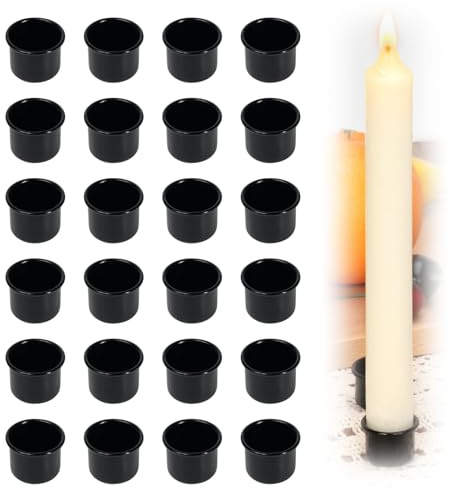 JiaHeHe 24 portacandele in metallo nero per candele a stelo da 22 mm, porta candela per decorazioni da tavolo, matrimoni, compleanni, Natale, feste e occasioni speciali