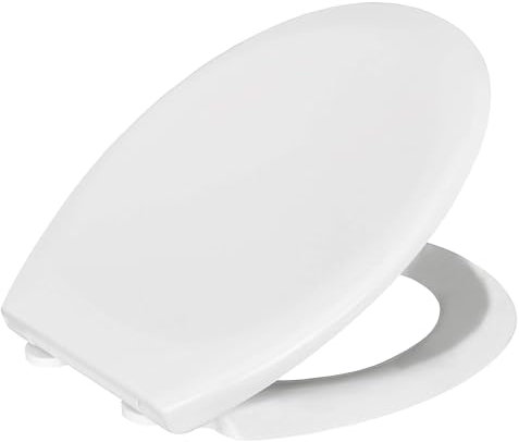 Bemis Arona Soft Close Toilet Seat. Top Fixing Seat, with Quick Release for Easy & Hygienic Cleaning. White Toilet Seat with Adjustable Plastic Hinges. Universal, Oval Shape