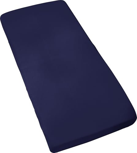 Erwin Müller Baby-Spannbettlaken Murnau Single-Jersey - dunkelblau Größe 40x90 cm - hautfreundlich, atmungsaktiv, bügelfrei, strapazierstark