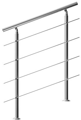 Monzana Ringhiera per scale acciaio 100cm 4 traverse interno esterno corrimano da parete parapetto