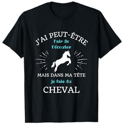 Dans ma tête cheval humour cavalier homme equitation drole T-Shirt
