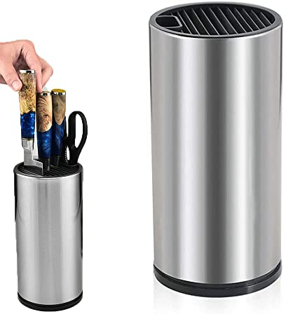 Knivblock knivhållare utan kniv, universal knivblock tomt, knivblock utan kniv, fyrkantig knivhållare, för knivar och saxar (rundor)