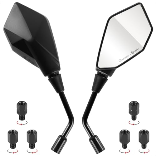 Evermotor Universal Motorrad Spiegel E-geprüft, Motorrad Rückspiegel Set 2x M10 Rechtsgewinde, 2x M8 Rechtsgewinde + 1x M10 Linksgewinde, 1x M8 Linksgewinde Quad Roller ATV Moped