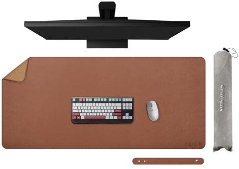 Chihein 100 cm x 50 cm 3XL skrivbordsunderlägg med kork och PU-läder, dubbelsidig musmatta, vattentätt datorskrivbordsunderlägg för gaming, kontor, hem (kork/ljusbrun)