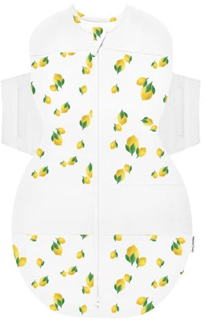 happiest baby SNOO Sack-filt - 100 % ekologisk bomull - främjar hälsosam höftutveckling (citronmönster elfenben, medium)