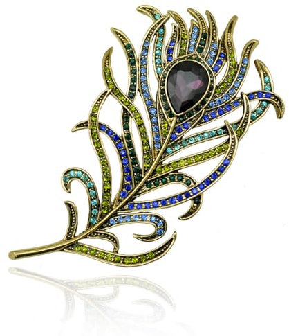 spille gioiello per vestiti Spilla di piume di pavone di cristallo corpetto vintage spilla di diamanti a foglia corpetto di abito gioielli in maglione