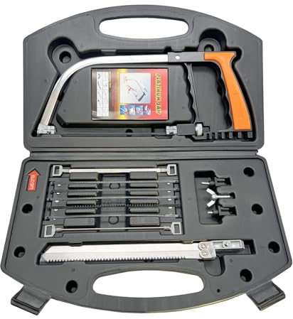 NestNook 13 in 1 Multifunction Hacksaw Set, Extra Steel Saw Blades, Hand Hacksaw with Carry Case for Cutting Wood, Metal, Plastic, PVC Pipe, Rubber, Tile, Ceramic