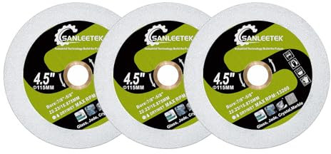 SANLEETEK Disque Diamant pour Verre - 3pcs 115mm Lame Scie Diamant Découpage et Meulage pour Verre Jade Cristal Bouteille de Vin