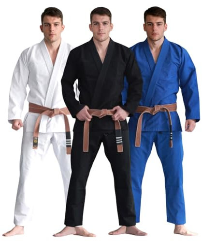 FLUORY BJJ Gi für Herren Brazilian Jiu Jitsu Suit Kimonos BJJ Uniform, Blau, A3