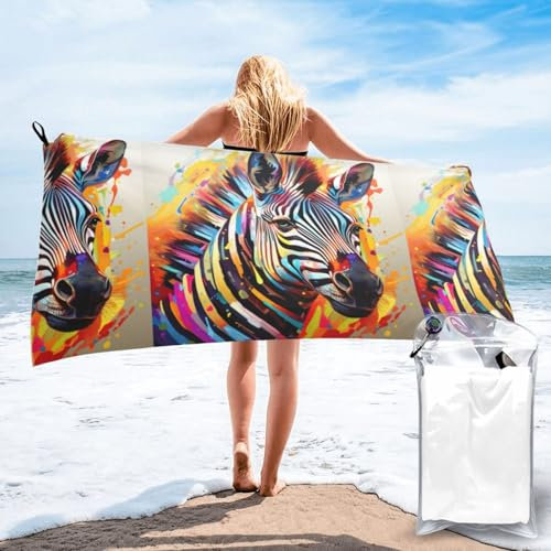 SKKNT Abstraktes Handtuch mit Zebramuster, schnell trocknend, leicht und schnell trocknend, für Körper, Fitnessstudio, Reisen, Strand, Camping