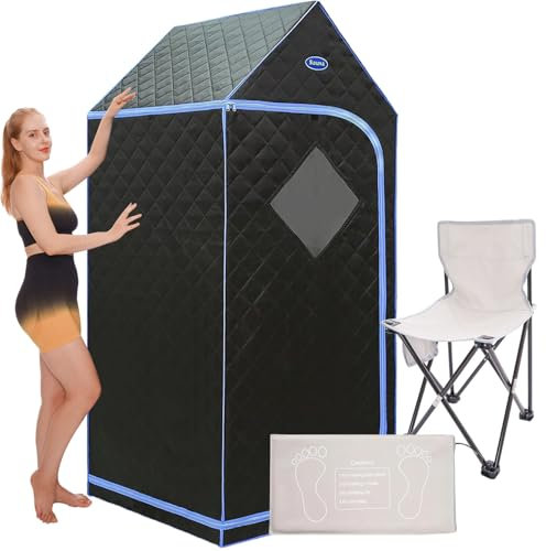 CONLONS Sauna,Portable Sauna,Folding Full Body Infrared Sauna Tent with Remote Control,Infrared Panel,Folding Chair,for Personal Spa (Black)