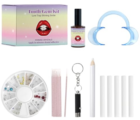 Homirty Strass Dentaire Kit avec Colle, Kit de Démarrage de Diamant Dentaire et Bijoux en Cristal, Set de Bijoux Dentaires, Kits Strass Dentaires Tooth Gem Kits pour Décoration de Dents de Ongles