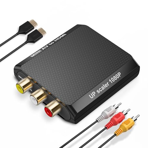 DigitPro RCA till HDMI-omvandlare, 1080P AV till HDMI-omvandlare, minikomposit CVBS analog ljudvideoadapterkontakt kompatibel PAL/NTSC för VCR/VHS/Xbox/PS3/STB/N64/Wii/TV/PC/Blue-Ray DVD-spelare