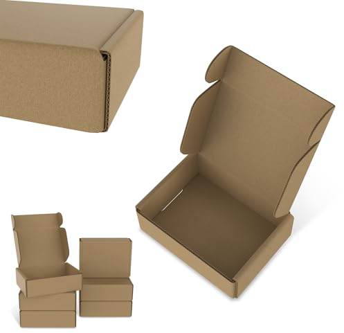 YRHome Lot de 20 cartons d'emballage pliables en carton ondulé - Pliage facile - Structure stable - Pour expédition - Déménagement - Emballage cadeau - Marron - 15 x 10 x 4 cm