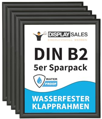 DISPLAY SALES vattentät hopfällbar ram i DIN B2-format | 5 stycken | Utomhus bildram väderbeständig | Premium B2 affischram | vikbar bildram för utomhusbruk | vikbar ram B2