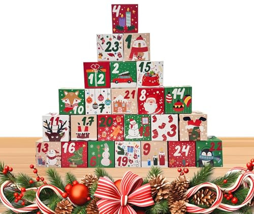 Calendario 'Avvento ricaricabile, organizer vuoto di 24 giorni per dolci, organizer vuoto festivo per feste, attività di celebrazione, ragazzi e ragazze