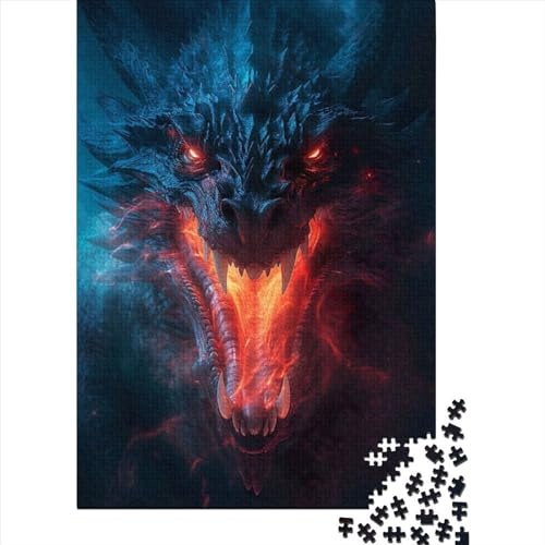1000-teiliges Puzzle „Gefährlicher Drache“ für Erwachsene und Puzzle-Liebhaber (38 x 26 cm / 1000 Teile)