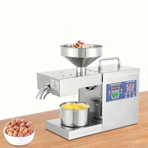 Rostfritt Stål Oljepress, Hög Utbyte Oljepress Maskin 820W Helautomatisk, Livsmedelsgodkänd Material, Dual Kall/Varm Press för Hälsosam Hemlagad Matolja från Frön och Nötter