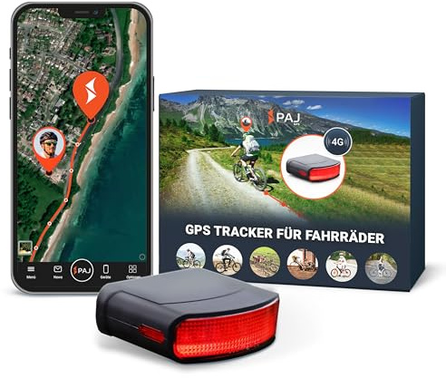 PAJ GPS Rastreador 4G con Luz Trasera para Bicicletas (Incl. E-Bikes) - Incl. 3 Meses de Suscripción Premium - Seguimiento En Vivo, Alarma De Caída, Registro De Rutas, Geovalla, Batería hasta 20 Días