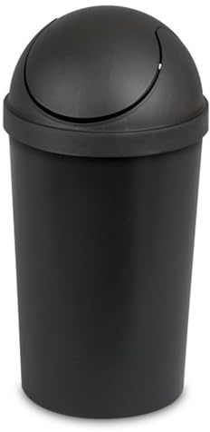 Sterilite 6 Pack SwingTop Wastebasket, Round Trash Can w/Swing Top Lid 3 Gallon, Black