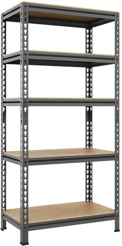 Yaheetech Etagères de Rangement Étagère Metallique Atelier/Garage/Cuisine Charge Lourde 130 kg par Niveau sans Boulons 150 x 70 x 30 cm/Gris Foncé
