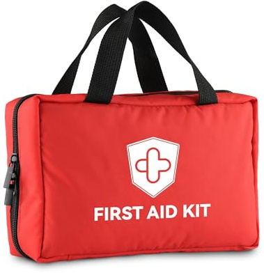 First Aid Kit - Trauma Kit with Essential Emergency Medical Supplies, Waterproof Travel First Aid Kit, Simple and Portable Emergency Kit for Home, Dorm, Outdoor, Car (Bright red)