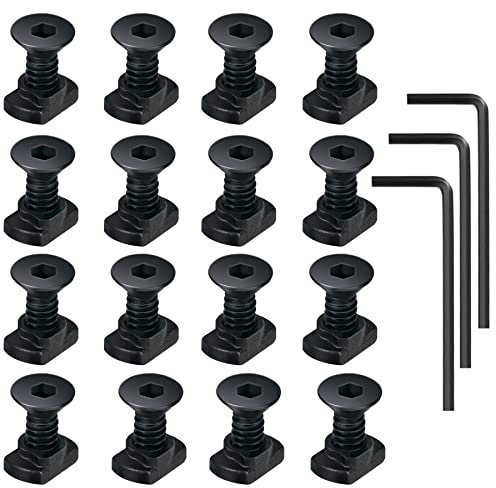 16 Pack T-Nut Screw Replacement Sets,Compatible with Rail Mount, with Thread Locking Screws, Wrench and Nuts, Hardware for Standard Rail Systems (16 x Screws, 16 x Nuts and 3 x Wrench)…