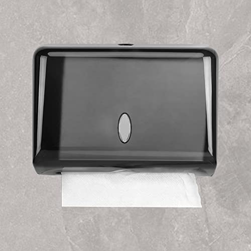 LIROPAU Dispensador De Papel Toalla,Dispensador de Papel de Manos de Comercial de Montaje en Pared,para Papel Secamanos Plegadas en C, en Z e Intercaladas,Admite 200 Toallas - Negro,S00184-BK