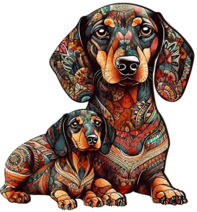 Blumuze Holzpuzzle Erwachsene 300 Stück, Dachshund Holz Puzzle, Dackel Hund Holzpuzzle Einzigartige Tierform Puzzleteile,Puzzle aus Tierteilen, Puzzle Holz mit Geschenkbox aus Holz,L-40 * 37.3cm