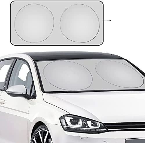 URAQT Parasole auto, Parasole parabrezza auto, Alluminio, Pieghevole per Auto, Interno, Portatile, Riflettente, Protezione dai Raggi UV, Accessori (160 * 86cm)