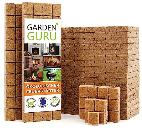 GardenGuru Kaminanzünder Grillanzünder Würfel Schnellanzünder Öko Ofenanzünder Kohlenanzünder Feueranzünder Holzofenanzünder Holzwolle Wachs 1800 Stück 4kg