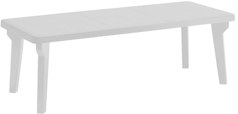 Tomaino - Table de jardin extensible en plastique Berg - Pieds démontables et design peu encombrant 160/220x90x74 cm - Table d'extérieur rabattable et extensible New Blanc