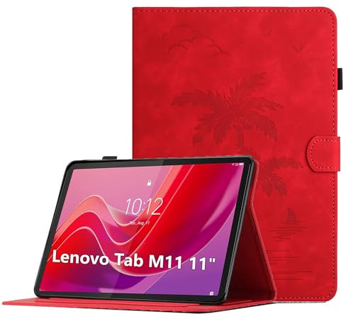 Custodia per Lenovo Tab M11 (TB330FU/TB330XU) 11 Pollici Cover in Pelle PU Case Coperchio Tablet Multi-Angli Supporto Pieghevole Cover Protettiva con Chiusura Magnetica, Auto Sveglia/Sonno - Rosso