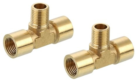 QUARKZMAN Raccord en T en Laiton, 1/8 x 1/8 x 1/8 Npt, Connecteur à 3 Voies pour le Transport de Gaz, 2 Pièces