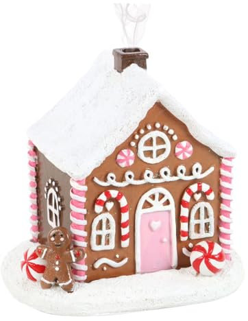 Räucherkegel-Brenner Lebkuchenhaus – festliche Feiertagsdekoration, handgefertigte Keramik, ideal für Aromatherapie, 15,2 cm