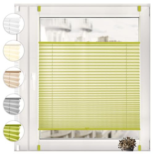 Sonello Plissee Klemmfix ohne Bohren 60cm x 200cm Olivgrün Faltrollo Plisseerollo Jalousie für Tür & Fenster Blickdicht Sichtschutz Sonnenschutz Fertifplissee Rollo