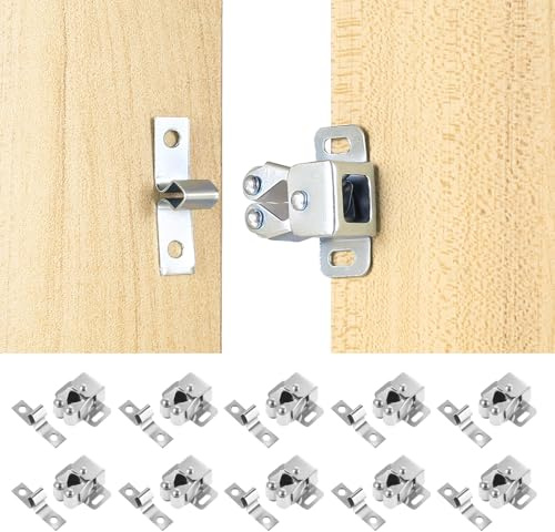10 Stück Türschnapper Schranktüren, Möbelschnäpper Schranktür Doppel-Rollenschnäpper, Double Roller Catch Doppelkugelschnäpper für Küche Schlafzimmer Kleiderschrank Schranktür Schrankverschlüsse