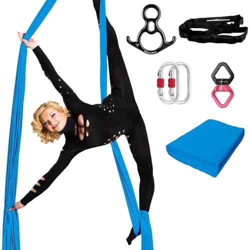 Kit Soies Aériennes Hamac Tissu Nylon 40D Yoga Acrobatie Convient à Tous Niveaux de Compétence
