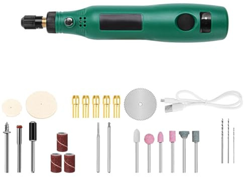 Outil Rotatif Multifunction électriques DC 5V Mini Poignée Réglable à 3 Vitesses Perceuse électrique Meulage Stylo de Gravure Poinçonnage Gravure Découpage Outil de Polissage Vert