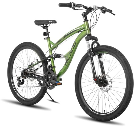 HH HILAND Full Suspension Mens Mountain Bike, 21 Speed, 26 Inch Wheel, Dual Disc Brake Bike for Men Womens Adult Bicycle