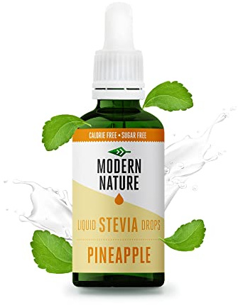 Modern Nature Ananas Stevia Flüssig - Flavour Drops - Stevia Zucker - Stevia Drops Süßstoff - Liquid Aroma Geschmacks Tropfen - Sirup Zuckerfrei Ohne Kalorien Alternative Süßungsmittel fur Wasser 50ml