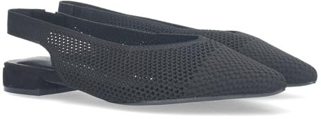 shoes&blues.es 80469-Zapato de Salon de Mujer Elegante Plano, Destalonado de Punta Fina y Cierre Elastico, Comodos.. Talla 39 Negro